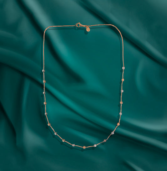 "Lightweight 18kt Gold Necklace Designs, crafted from high-quality gold for a delicate and comfortable look, ideal for everyday elegance."