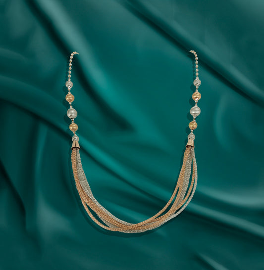 "Traditional 18kt Gold Necklace for Weddings, crafted with intricate designs in premium gold for a timeless, elegant look."